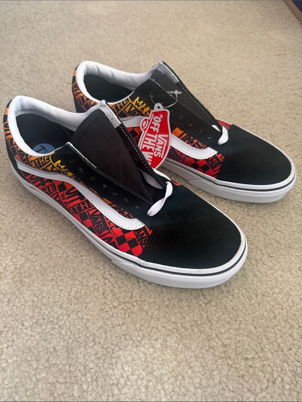 Vans Black with Red and Orange Graphic Side Stripe Old Skool NWOB